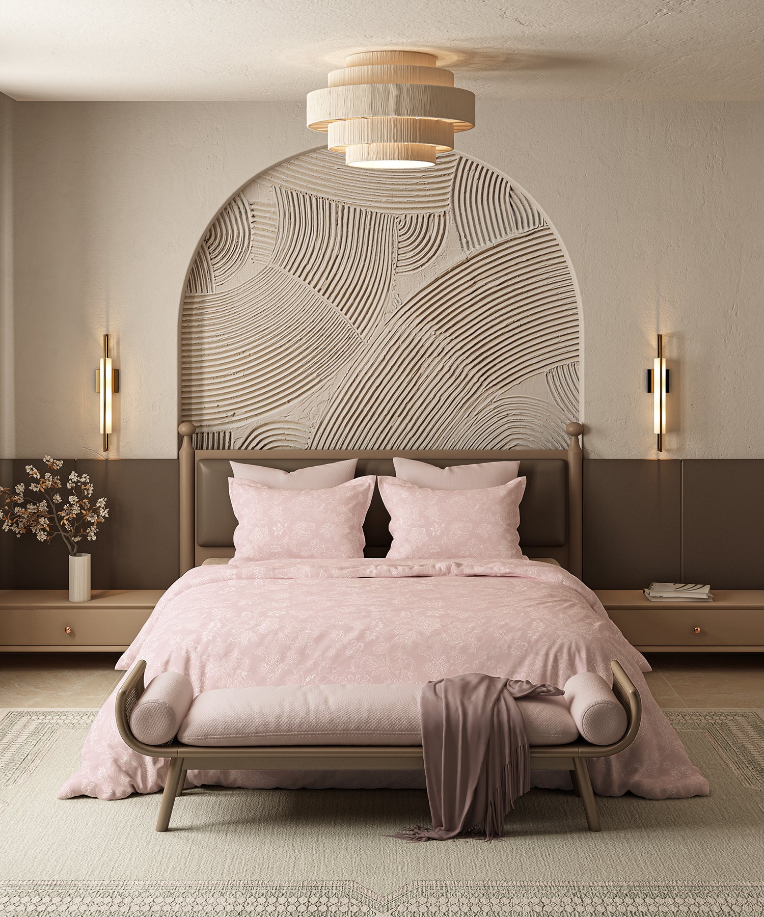 Home Essential Pastel Poetry Floral King Bedsheet, IRAJA BLUSH|144TC Cotton| 2 Pillow Covers