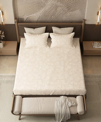 Home Essential Pastel Poetry Floral King Bedsheet,IRAJA BUTTER|144TC Cotton| 2 Pillow Covers