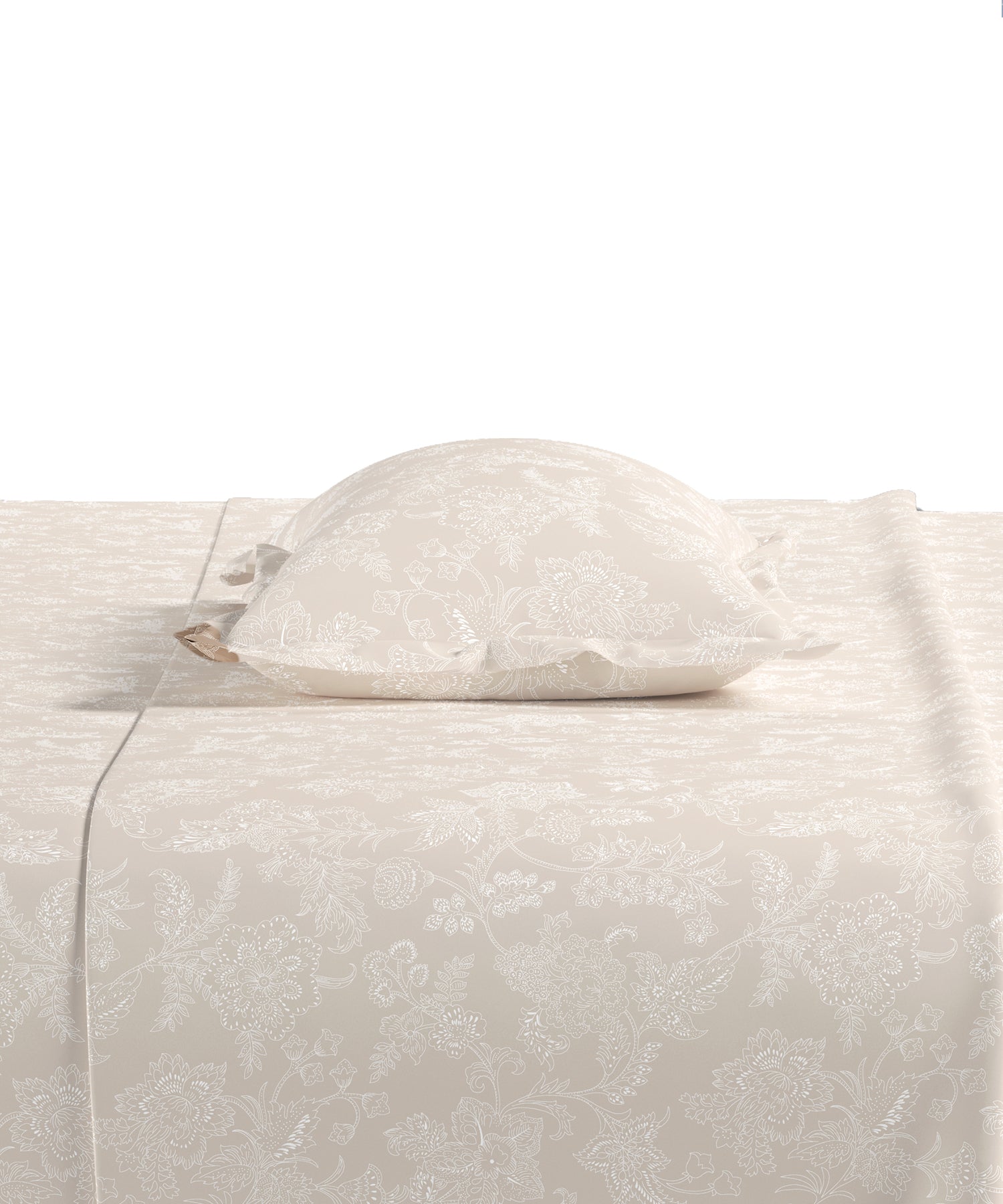 Home Essential Pastel Poetry Floral Fitted Bedsheet,IRAJA BUTTER|144TC Cotton| 2 Pillow Covers