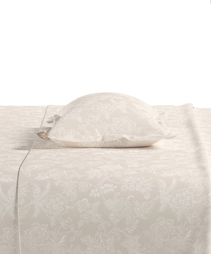 Home Essential Pastel Poetry Floral Fitted Bedsheet,IRAJA BUTTER|144TC Cotton| 2 Pillow Covers