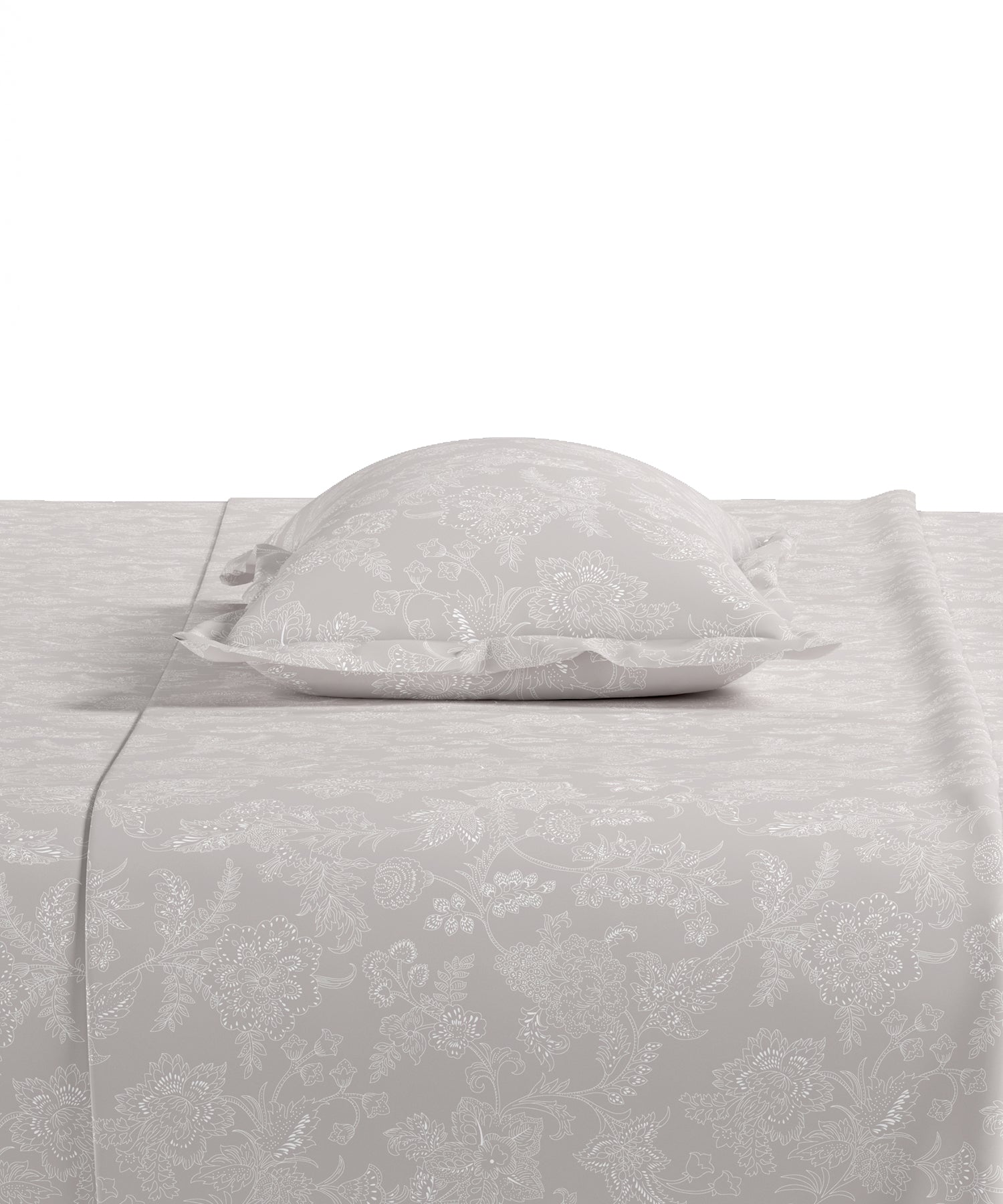 Home Essential Pastel Poetry Floral Fitted Bedsheet, IRAJA PEPPER|144TC Cotton| 2 Pillow Covers
