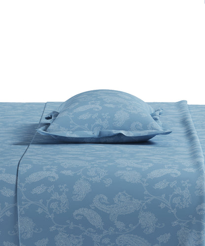 Home Essential Pastel Poetry Floral Fitted Bedsheet, NITARA COPENHAGEN|144TC Cotton| 2 Pillow Covers