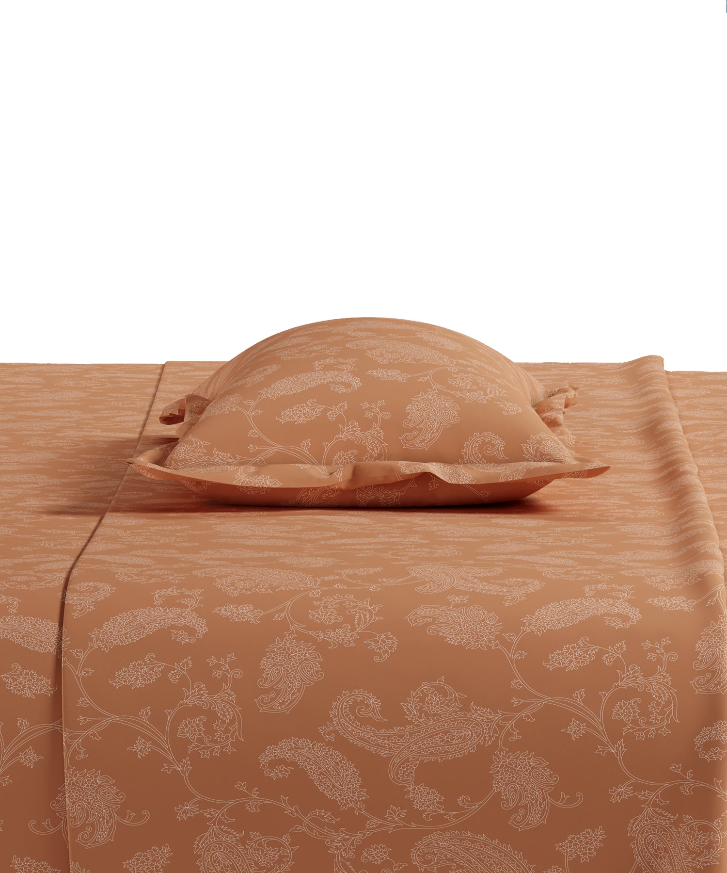 Home Essential Pastel Poetry Floral Fitted Bedsheet, NITARA PAPAYA|144TC Cotton| 2 Pillow Covers