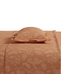 Home Essential Pastel Poetry Floral King Fitted Bedsheet, NITARA PAPAYA|144TC Cotton| 2 Pillow Covers