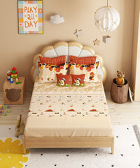 Juniors Double Bedsheet Set, Burrow Bros| 144TC Cotton|2 Pillow Covers & 2 Cushion Covers