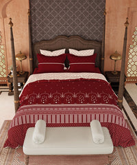 Road To Jaipur Double Duvet Set, GULAB GHAR|210 TC Cotton| 6 Pc Set