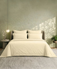 Style me Solid King Bedsheet, Lemon |180 TC Cotton|2 Pillow Covers|Solid