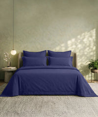 Style me Solid King Bedsheet, Navy |180 TC Cotton|2 Pillow Covers|Solid
