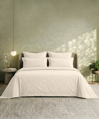 Style me Solid King Bedsheet, Cream |180 TC Cotton|2 Pillow Covers|Solid