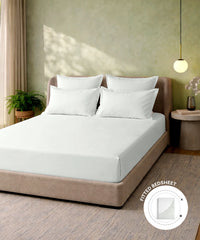 Style me Solid King Fitted Bedsheet, Duck Egg |180 TC Cotton|2 Pillow Covers|Solid