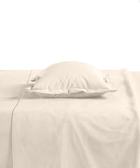 Style me Solid King Fitted Bedsheet, Cream|180 TC Cotton|2 Pillow Covers|Solid