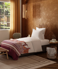Home Essentials Namaste Bharat Single Bedsheet Set, Gharonda Terracotta| 144 TC Cotton| 1 Pillow Cover