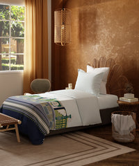 Home Essentials Namaste Bharat Single Bedsheet Set, Gharonda Turquoise| 144 TC Cotton| 1 Pillow Cover