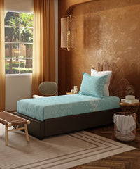 Home Essentials Namaste Bharat Single Bedsheet Set, Kolam Street Blue| 144 TC Cotton| 1 Pillow Cover