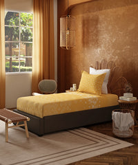 Home Essentials Namaste Bharat Single Bedsheet Set, Kolam Streets Yellow| 144 TC Cotton| 1 Pillow Cover
