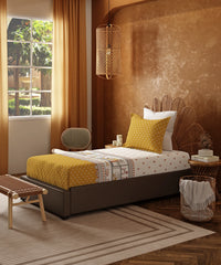 Home Essentials Namaste Bharat Single Bedsheet Set, Shor Gul Yellow| 144 TC Cotton| 1 Pillow Cover