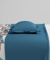 Home Essentials Namaste Bharat Fitted Bedsheet Set, Chetinad Blue| 144 TC Cotton| 2 Pillow Covers