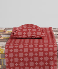 Home Essentials Namaste Bharat Fitted Bedsheet Set, Dakshin Dwaar Brown| 144 TC Cotton| 2 Pillow Covers