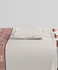 Home Essentials Namaste Bharat Fitted Bedsheet Set, Gharonda Terracotta| 144 TC Cotton| 2 Pillow Covers