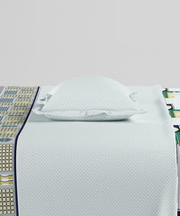 Home Essentials Namaste Bharat Fitted Bedsheet Set, Gharonda Turquoise| 144 TC Cotton| 2 Pillow Covers