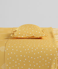 Home Essentials Namaste Bharat Fitted Bedsheet Set, Kolam Streets Yellow|144 TC Cotton| 2 Pillow Covers