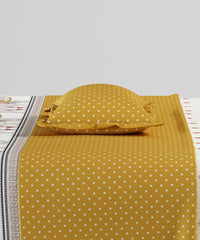 Home Essentials Namaste Bharat Fitted Bedsheet Set, Shor Gul Yellow|144 TC Cotton| 2 Pillow Covers