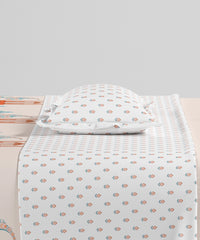 Home Essentials Namaste Bharat Fitted Bedsheet Set, Vatsalya Orange|144 TC Cotton| 2 Pillow Covers