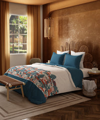 Home Essentials Namaste Bharat King Bedsheet Set, Chhetinad Blue |144 TC Cotton| 2 Pillow Covers