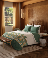 Home Essentials Namaste Bharat King Bedsheet Set, Chhetinad Green |144 TC Cotton| 2 Pillow Covers