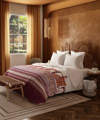 Home Essentials Namaste Bharat King Bedsheet Set, Gharonda Terracotta|144 TC Cotton| 2 Pillow Covers
