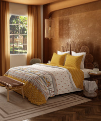 Home Essentials Namaste Bharat King Bedsheet Set, Shor Gul Yellow|144 TC Cotton| 2 Pillow Covers