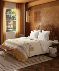 Home Essentials Namaste Bharat King Bedsheet Set, Vatsalya Orche|144 TC Cotton| 2 Pillow Covers