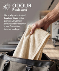 Cotton Bamboo Gym Towel, Beige| 450 GSM|80% Cotton 20% Bamboo