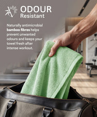 Cotton Bamboo Gym Towel, Sage Green| 450 GSM|80% Cotton 20% Bamboo