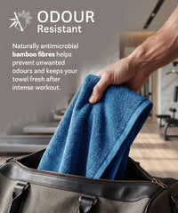 Cotton Bamboo Gym Towel, Blue| 450 GSM|80% Cotton 20% Bamboo