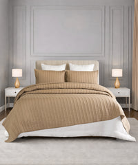 Nectarsoft Italian Retreat King Bedcover Set,Warm Taupe|90 GSM Cotton|3 Pc Set