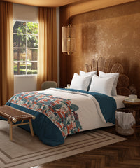 Home Essential Namaste Bharat Double AC Comforter, Chhetinad Blue| 144 TC Cotton