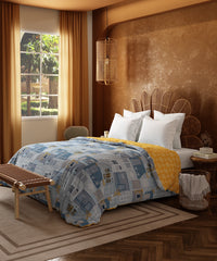 Home Essential Namaste Bharat Double AC Comforter, Dakshin Dwaar Blue| 144 TC Cotton