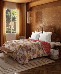 Home Essential Namaste Bharat Double AC Comforter, Dakshin Dwaar Brown| 144 TC Cotton