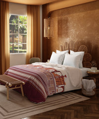 Home Essential Namaste Bharat Double AC Comforter, Gharonda Terracotta| 144 TC Cotton