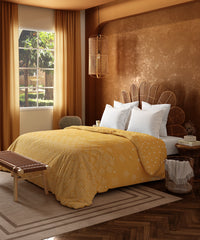 Home Essential Namaste Bharat Double AC Comforter, Kolam Streets Yellow| 144 TC Cotton