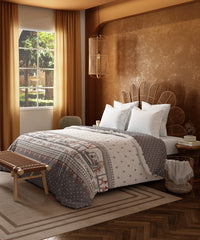 Home Essential Namaste Bharat Double AC Comforter, Shor Gul Grey| 144 TC Cotton