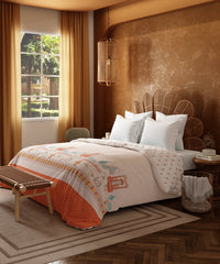 Home Essential Namaste Bharat Double AC Comforter, Vatsalya Orange | 144 TC Cotton