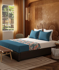 Home Essentials Namaste Bharat Bedding Set, Chhetinad Blue| 144 TC Cotton|4 Pc Set
