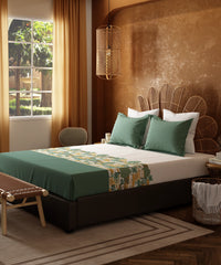 Home Essentials Namaste Bharat Bedding Set, Chhetinad Green| 144 TC Cotton|4 Pc Set