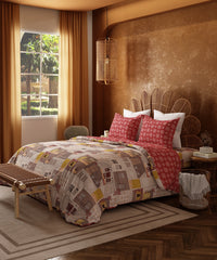 Home Essentials Namaste Bharat Bedding Set, Dakshin Dwaar Brown | 144 TC Cotton|4 Pc Set