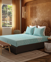 Home Essentials Namaste Bharat Bedding Set, Kolam Streets Blue | 144 TC Cotton|4 Pc Set