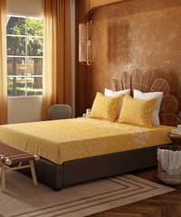 Home Essentials Namaste Bharat Bedding Set, Kolam Streets Yellow | 144 TC Cotton|4 Pc Set