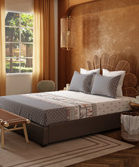 Home Essentials Namaste Bharat Bedding Set, Shor Gul Grey | 144 TC Cotton|4 Pc Set