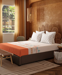 Home Essentials Namaste Bharat Bedding Set, Vatsalya Orange| 144 TC Cotton|4 Pc Set